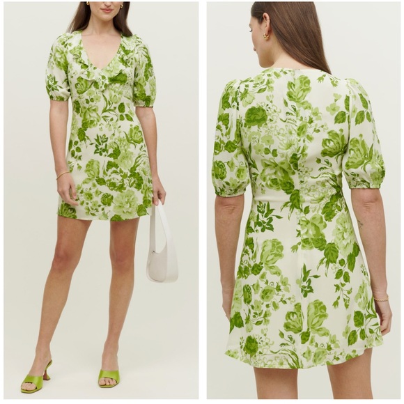 Reformation Dresses & Skirts - Reformation Simon Green Floral Dress Size 12